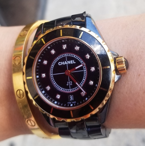 CHANEL Accessories - J'-12 38mm 18kYG  Ceramic &Diamonds Watch